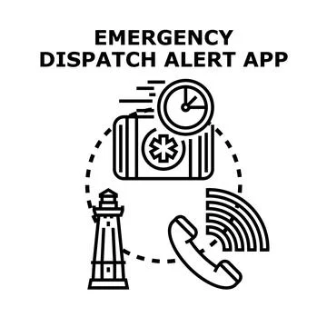 Emergency dispatch alert application service and quick response イラスト素材