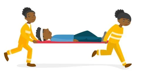 Emergency doctors transporting man on stretcher. Illustrazione stock