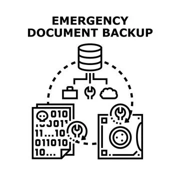 Emergency document backup and data recovery concept Stock Illustration