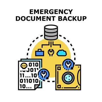 Emergency document backup and data recovery concept Stock Illustration
