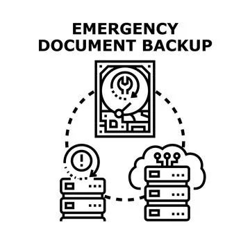 Emergency document backup storage service and recovery Stockillustratie