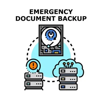 Emergency document backup storage service and recovery Illustrazione stock