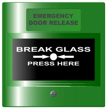 Emergency door release button green Stock Illustration
