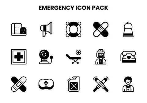 Emergency DuoTone Set Icons Pack Stock Illustration