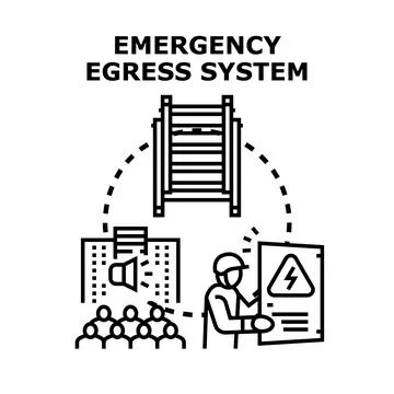 Emergency egress system for building evacuation safety Ilustración de archivo