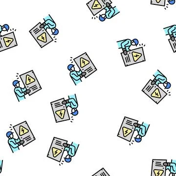 Emergency electricians vector seamless pattern Stock Illustration