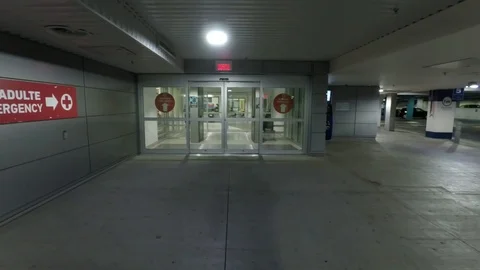 Emergency Entrance To Hospital . Doors opening Stock Footage