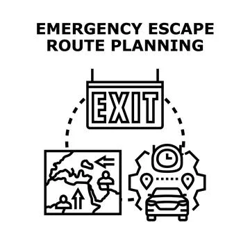 Emergency escape route planning concept illustration Stock Illustration