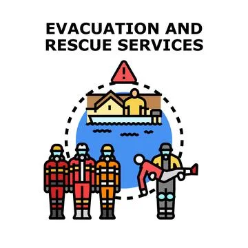 Emergency evacuation and rescue services during natural disaster preparedness Stock Illustration