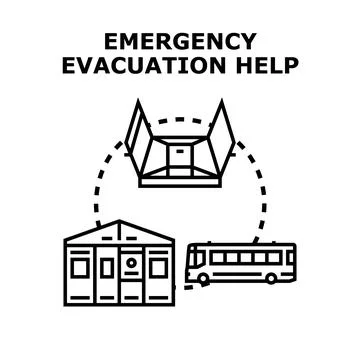 Emergency evacuation help providing human refuge assistance Stock Illustration