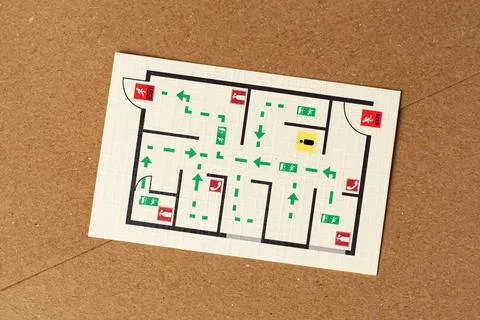 Emergency evacuation plan for building layout in case of fire or other Stock Photos
