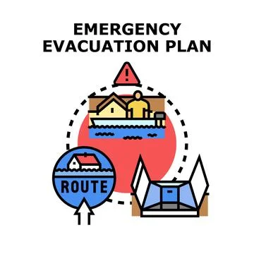Emergency evacuation plan during flood disaster Stock Illustration