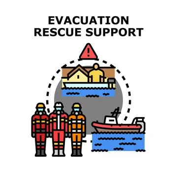 Emergency evacuation rescue support during natural flood disaster Stock Illustration