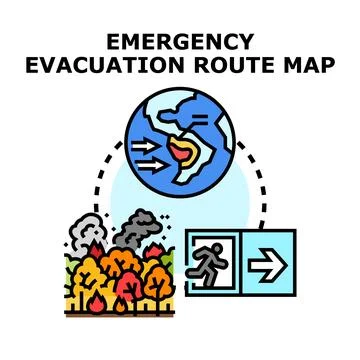 Emergency evacuation route map for crisis management Stock Illustration