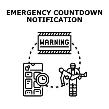Emergency event countdown notification alerting people Illustrazione stock