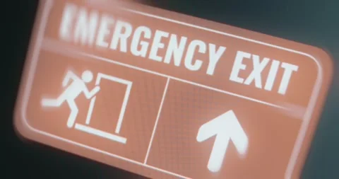 Emergency Exist sign in case of fire or power outage Stock Footage 314501610