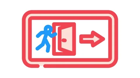 Emergency exit alert color icon animation Stock Footage 327268937