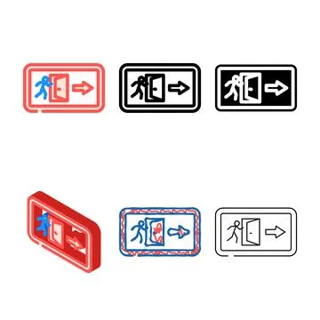 Emergency exit alert color styles icon vector 库存插图
