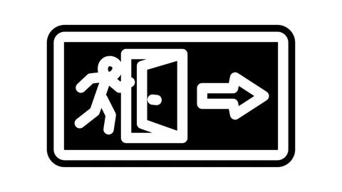 Emergency exit alert glyph icon animation Stock Footage 326744582