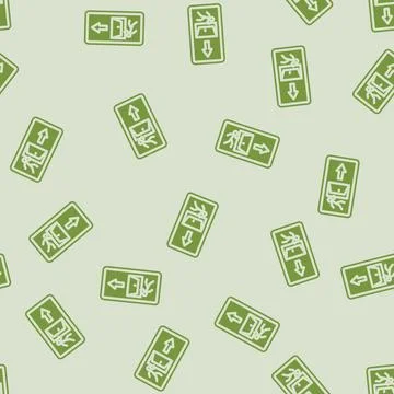 Emergency exit alert glyph vector seamless pattern Stock Illustration