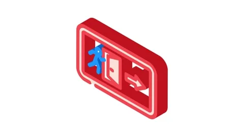 Emergency exit alert isometric icon animation Stock Footage 327291798