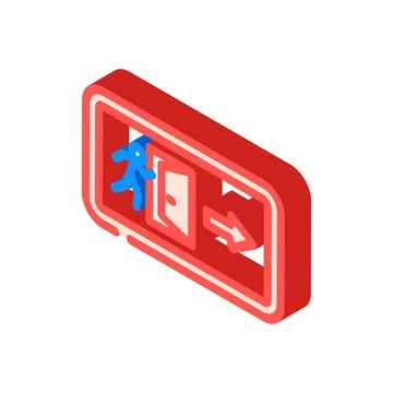 Emergency exit alert isometric icon vector illustration 库存插图