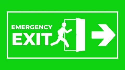 Emergency exit animated exit symbol evacuation rescue escape emergency exit.. Stock Footage 303680366