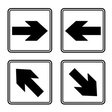 Emergency Exit Arrows. Vector Icons. Right, Left, Up, and Down Arrows. Sign.. Stock Illustration