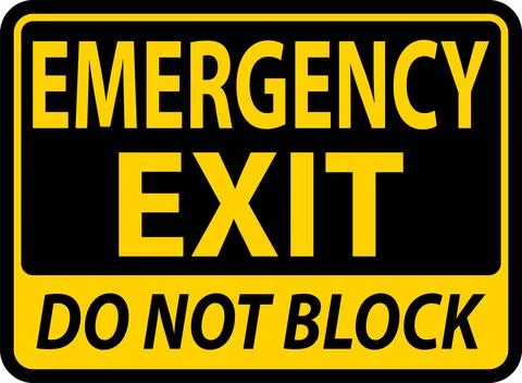 Emergency Exit Do Not Block Sign On White Background Stock Illustration