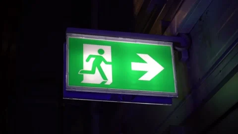 Emergency exit with fire brigade light Stock Footage 201481986