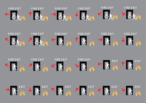 Emergency exit, fire exit sign Stock Illustration