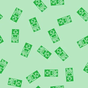 Emergency exit information glyph vector seamless pattern Stock Illustration