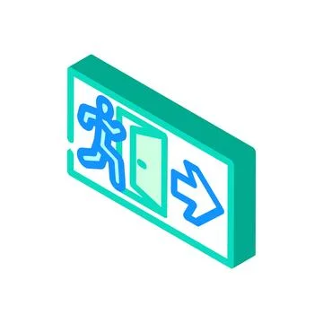 Emergency exit information isometric icon vector illustration Stock Illustration