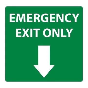 Emergency exit only green and white sign board. Emergency exit only symbol... Stock Illustration