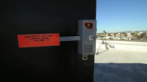 Emergency exit on an open door Stock Footage 12538383