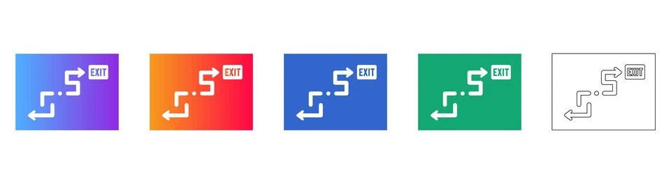 Emergency Exit Path Navigation Icons Stock Illustration