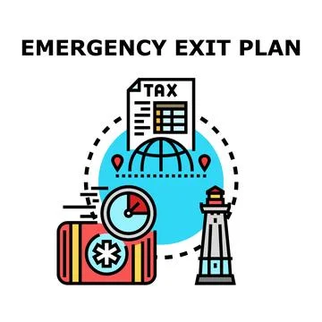 Emergency exit plan concept vector illustrations Stock Illustration