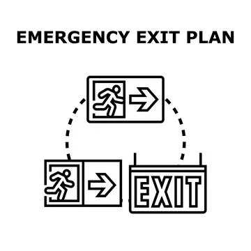 Emergency exit plan indicating safety evacuation route Stock Illustration