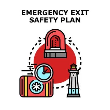 Emergency exit safety plan outline concept Stock Illustration