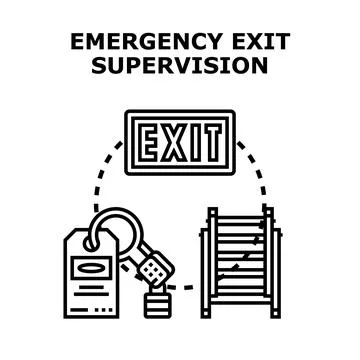 Emergency exit security and supervision concept vector イラスト素材