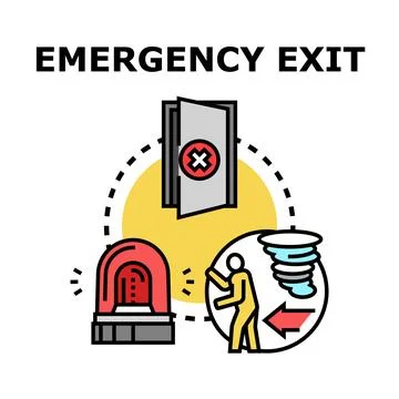 Emergency exit security system activating alert mechanism Ilustración de archivo