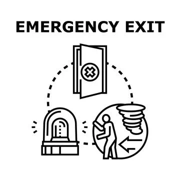 Emergency exit security system activating alert mechanism Stock Illustration