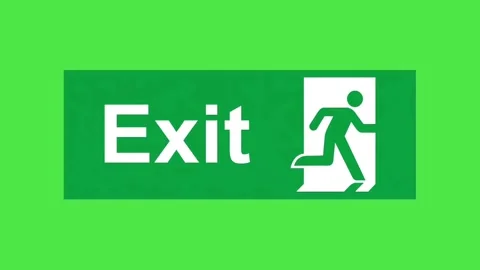 Emergency Exit Sign Animation on Green Screen - Running Man Symbol Video stock 336562397
