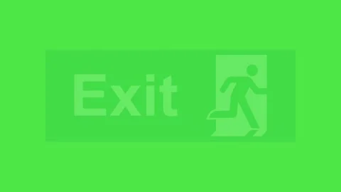 Emergency Exit Sign Animation on Green Screen - Running Man Symbol Vídeo Stock 336562865