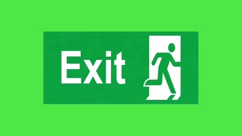 Emergency Exit Sign Animation on Green Screen - Running Man Symbol Stock Footage 336562918