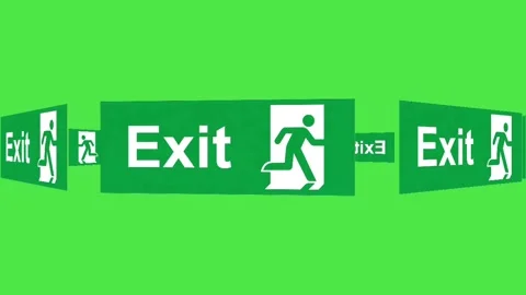 Emergency Exit Sign Animation on Green Screen - Running Man Symbol Stock Footage 336589832