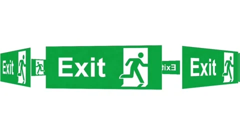 Emergency Exit Sign Animation - Running Man Icon on White Background Video stock 336589833