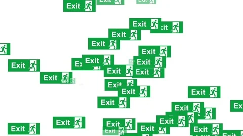 Emergency Exit Sign Animation - Running Man Icon on White Background Vidéo 336589834