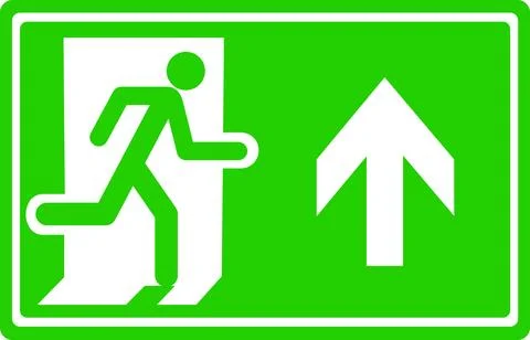 Emergency exit sign with up arrow icon Stock Illustration