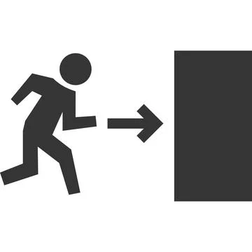 Emergency exit sign in case of fire. Vector image. Stock Illustration